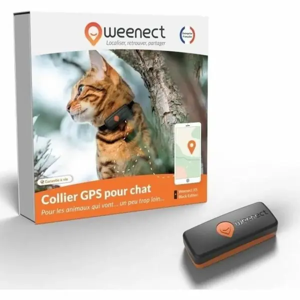 Collier chat Anti-perte Weenect XS GPS Noir